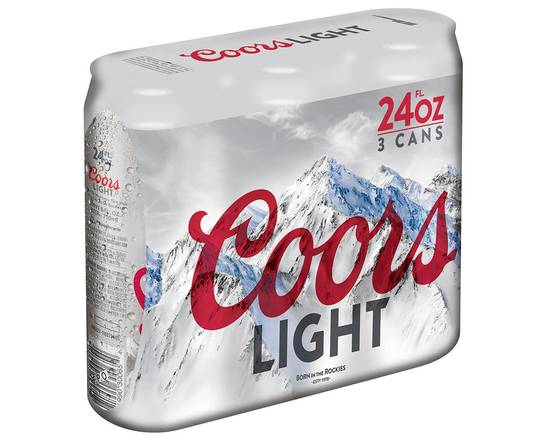 Order Coors Light 3 Pack 24oz Cans food online from Chevron Extramile store, Stockton on bringmethat.com