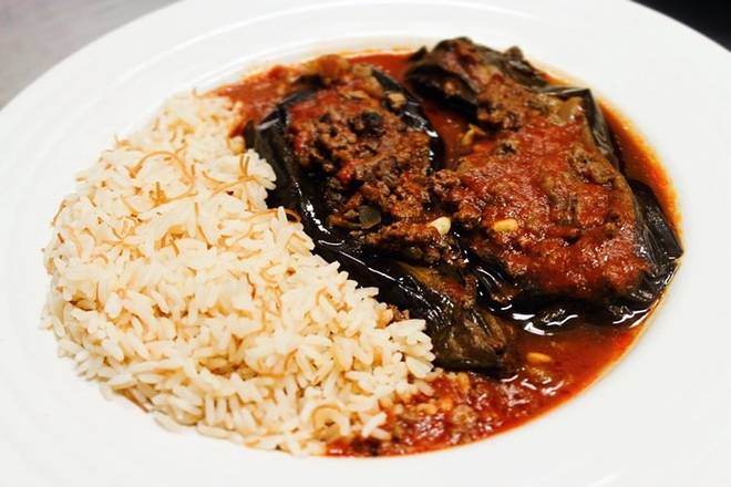Order Baked Eggplant food online from Sunnin Lebanese Cafe store, Los Angeles on bringmethat.com