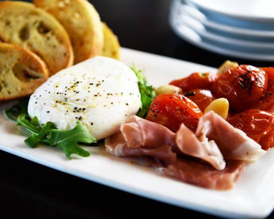 Order Burrata with Prosciutto food online from Fleming Prime Steakhouse & Wine Bar store, Omaha on bringmethat.com
