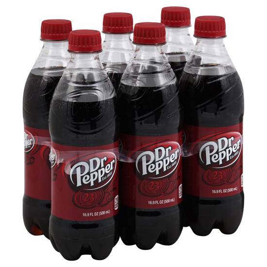 Order Dr Pepper Soda Bottles (16.9 oz x 6 ct) food online from Rite Aid store, San Luis Obispo on bringmethat.com