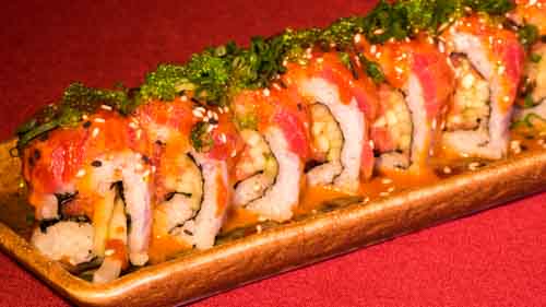 Order C5. Spicy Yakuza Roll food online from Koyoma Sushi store, Albuquerque on bringmethat.com