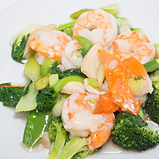 Order Sauteed Prawn with Vegetables素菜虾  K food online from Jin's Fine Asian Cuisine store, Brookline on bringmethat.com