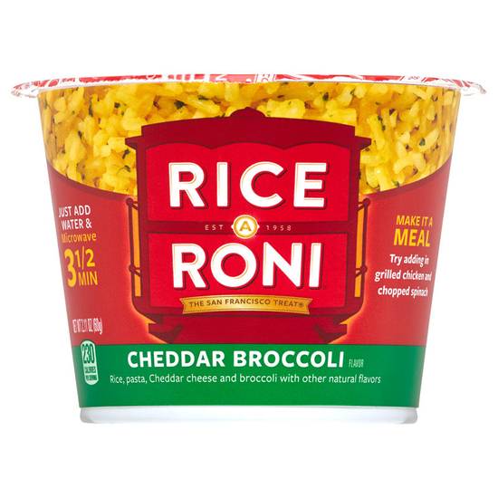 Order Rice-A-Roni Cheddar Broccoli Rice Cup 2.11oz food online from Everyday Needs by Gopuff store, Escondido on bringmethat.com