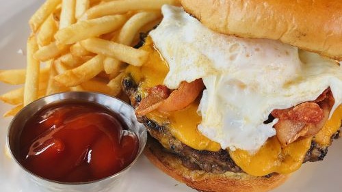 Order Hangover Burger food online from Sedona Taphouse store, lexington on bringmethat.com