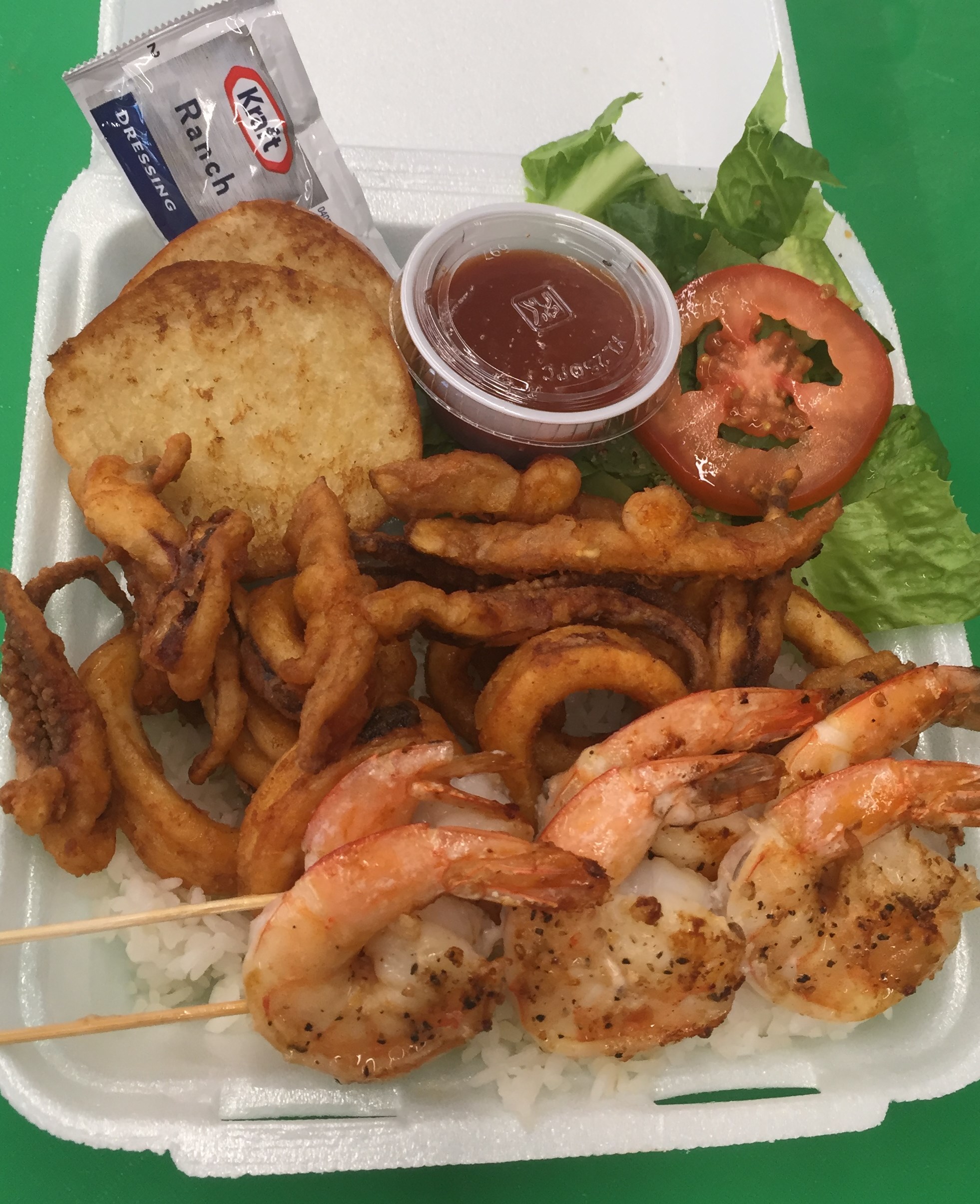 Order 52. Calamari and Shrimp Kebab  food online from Blue Ocean Seafood & Steak store, Honolulu on bringmethat.com