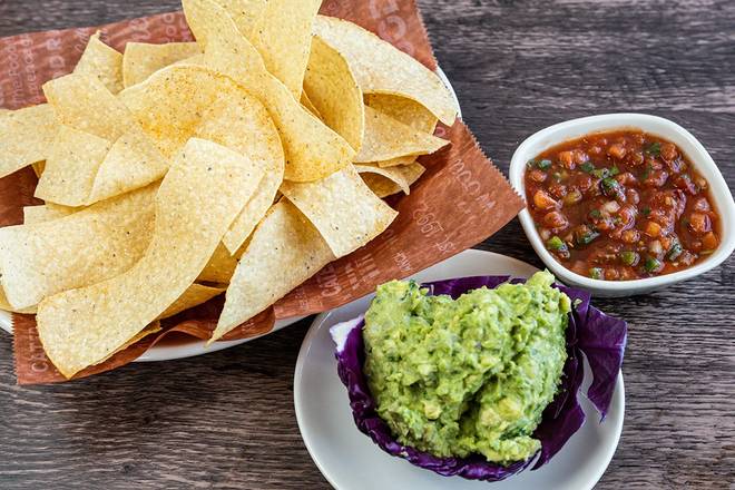 Order Fresh Guacamole, Chips & Salsa food online from Wood Ranch Bbq & Grill store, Irvine on bringmethat.com