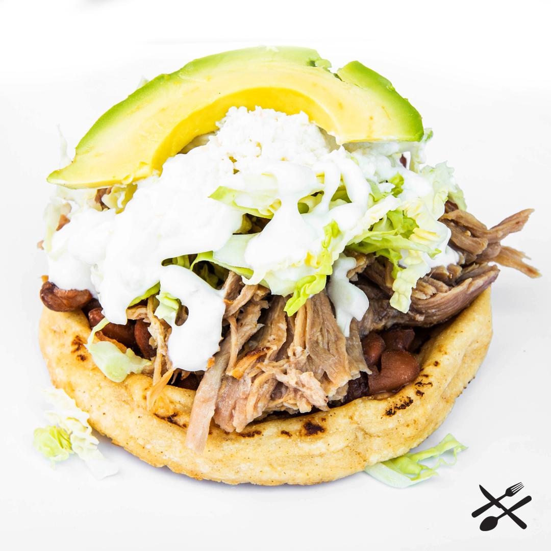Order Carnitas Sope food online from Spanglish Kitchen store, Alhambra on bringmethat.com