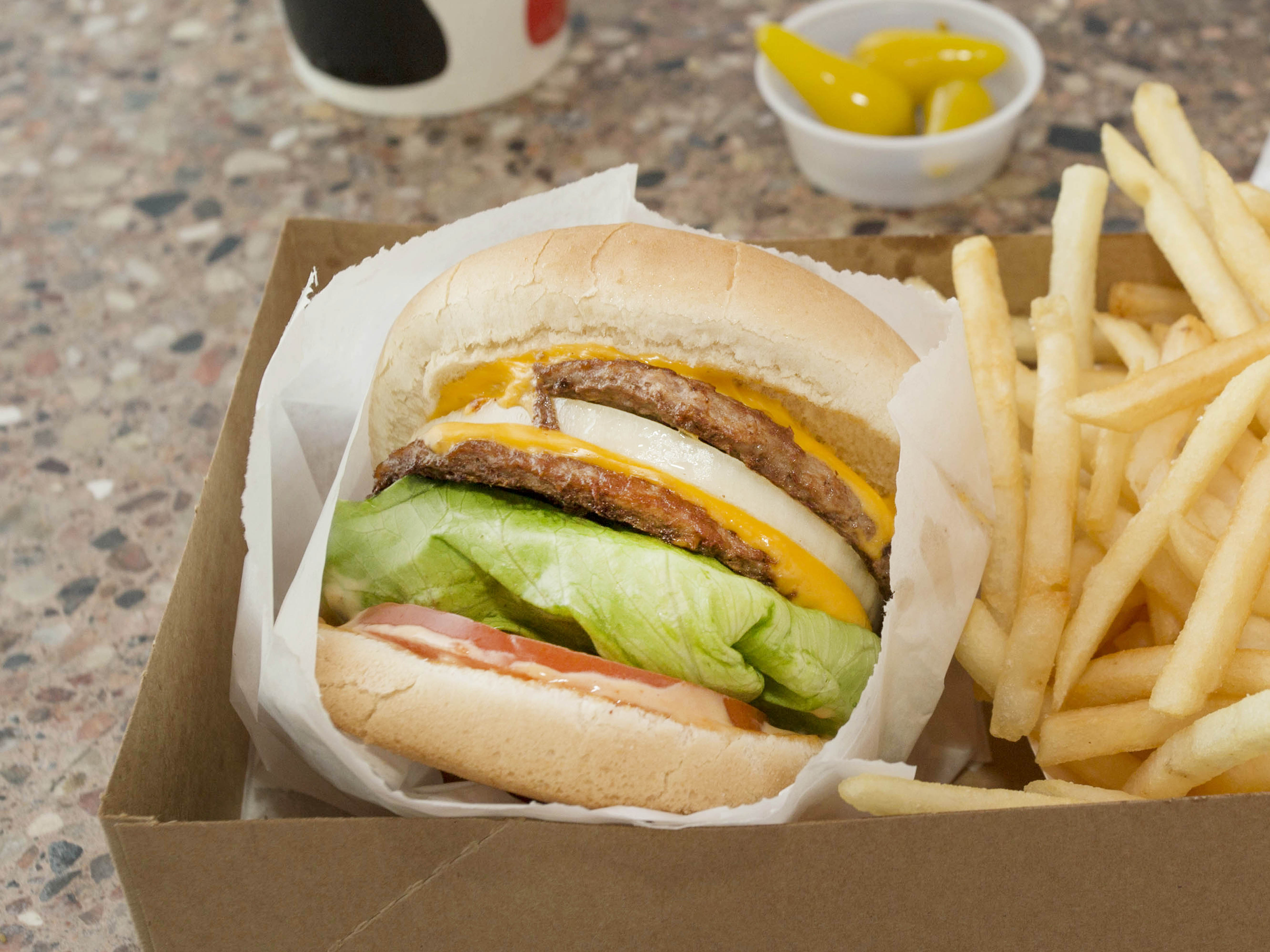 Order Double Burger food online from Ez Burger store, Upland on bringmethat.com