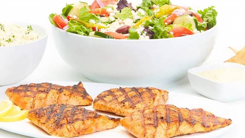Order Grilled Salmon Family Feast for 4 food online from Taziki'S Mediterranean Café store, Atlanta on bringmethat.com