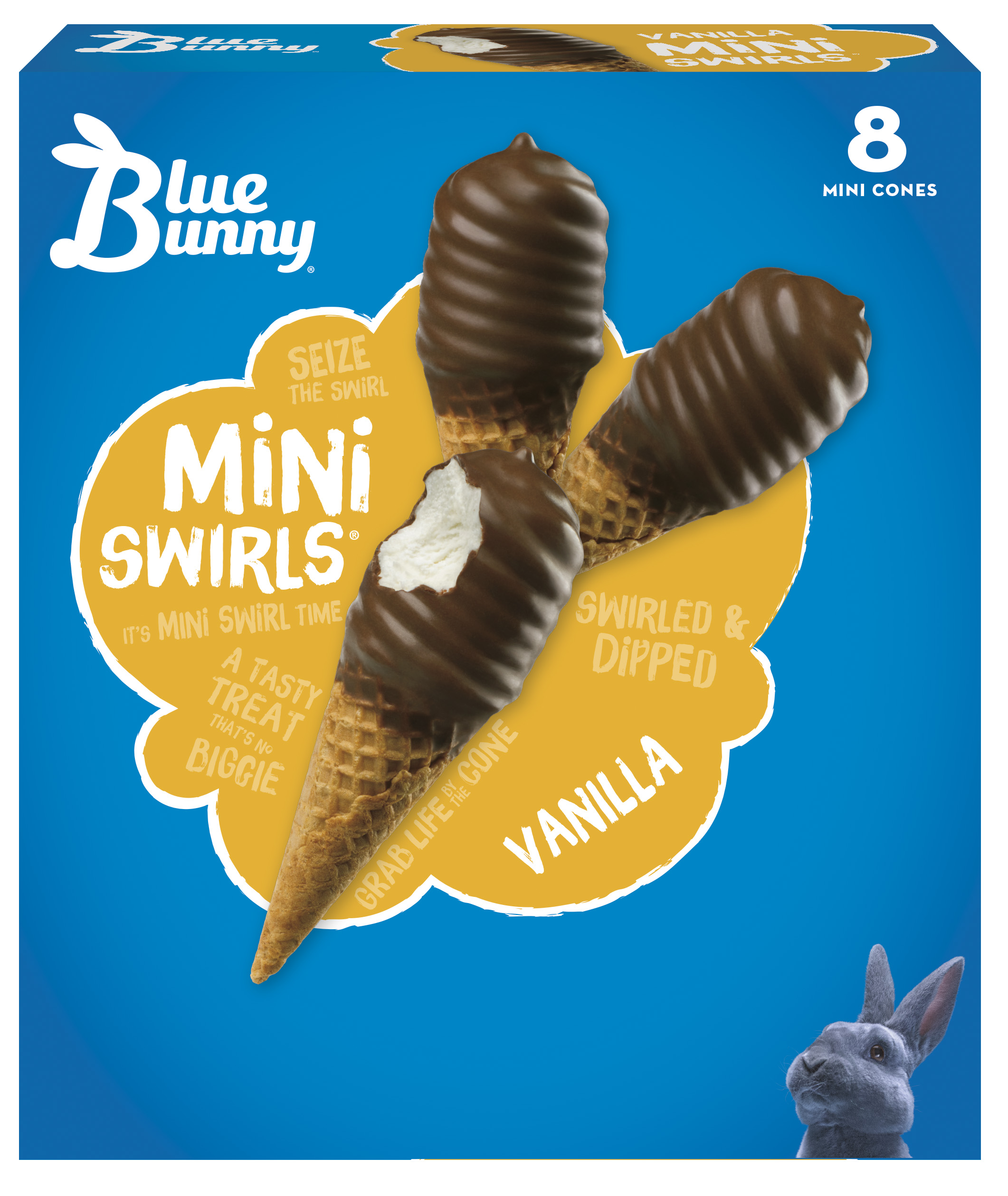 Order Blue Bunny Mini Swirls Vanilla Cones , 8pk food online from Huck store, Alton on bringmethat.com