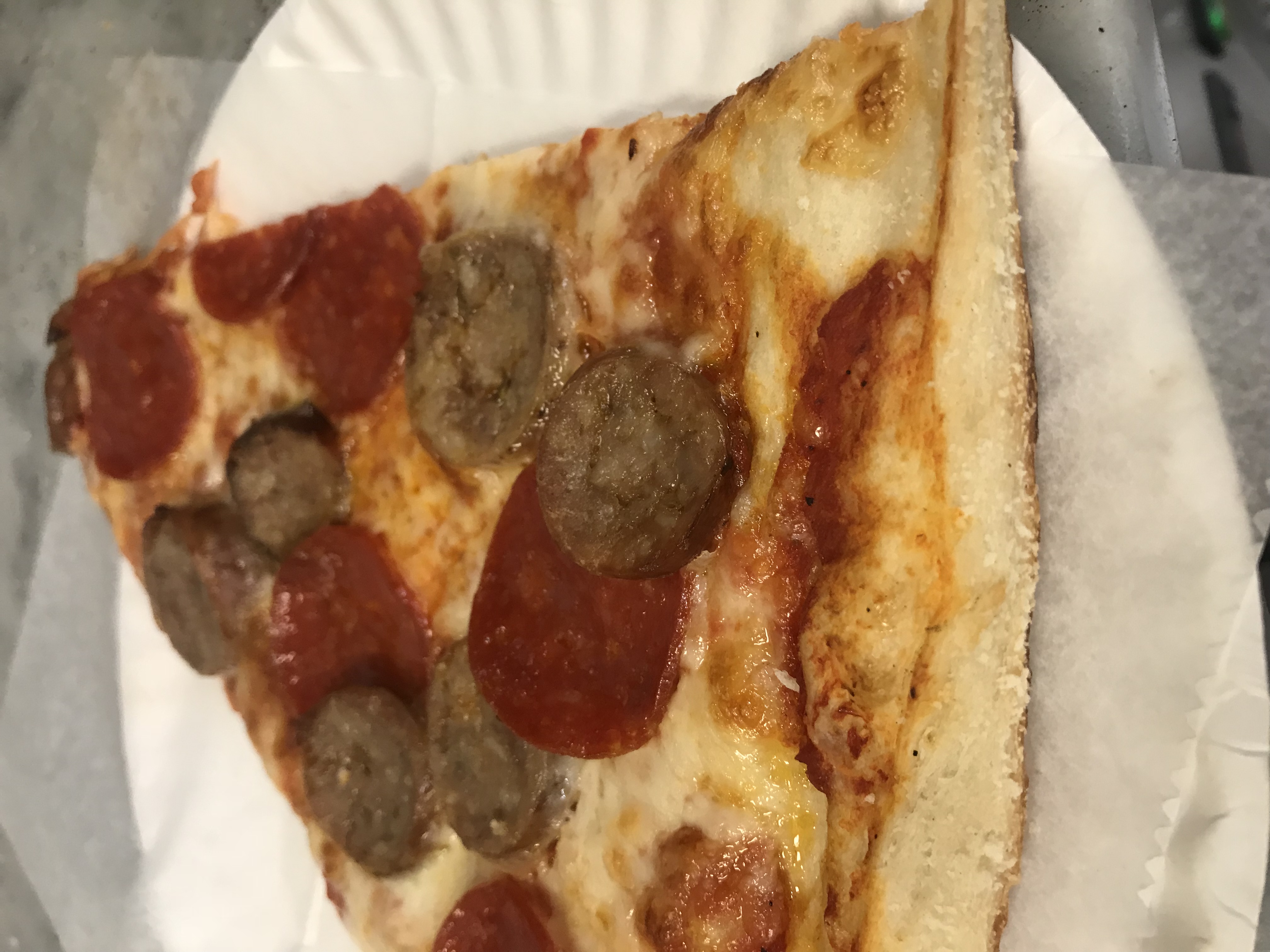 Order Pepperoni Sausage Slice food online from Little italy pizza (92nd) store, New York on bringmethat.com