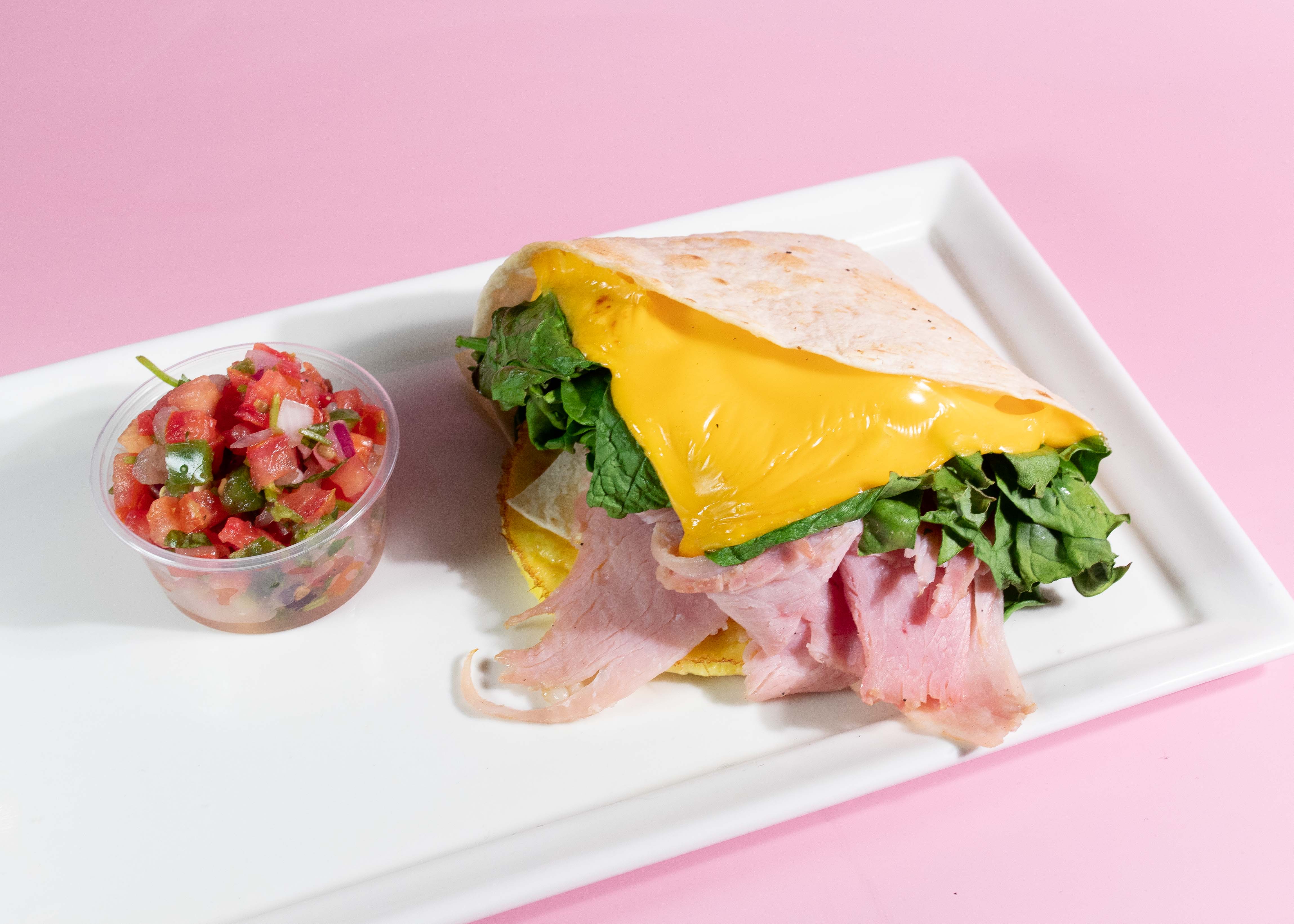 Order Ham Hand Wrap food online from Blk Dot Coffee store, Irvine on bringmethat.com