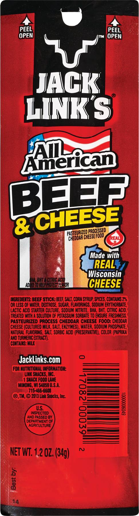 Order Jack Link's All American Beef & Cheese Twin Pack food online from Cvs store, PEARL on bringmethat.com
