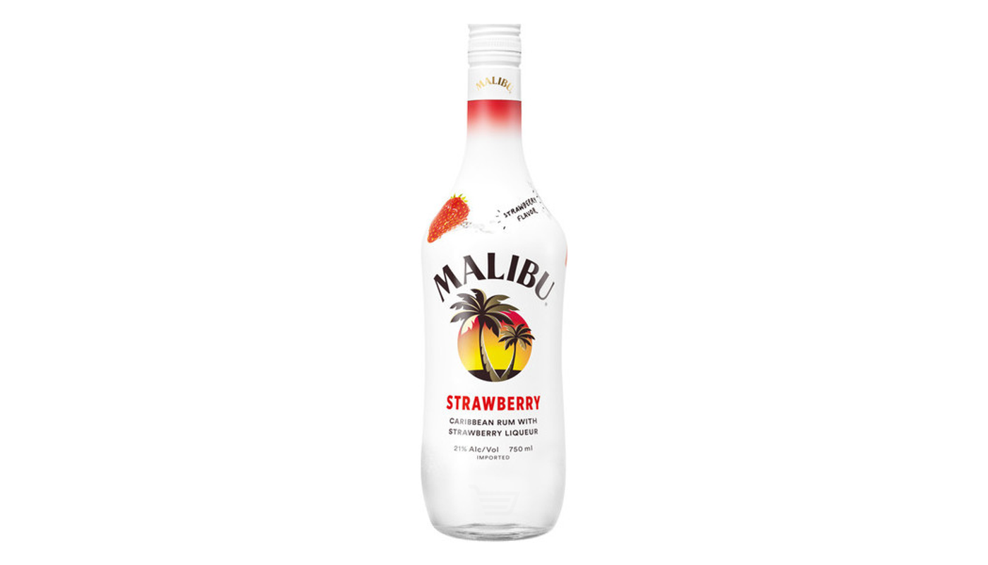 Order Malibu Strawberry Rum 750 ml (21% ABV) food online from Spikes Bottle Shop store, Chico on bringmethat.com