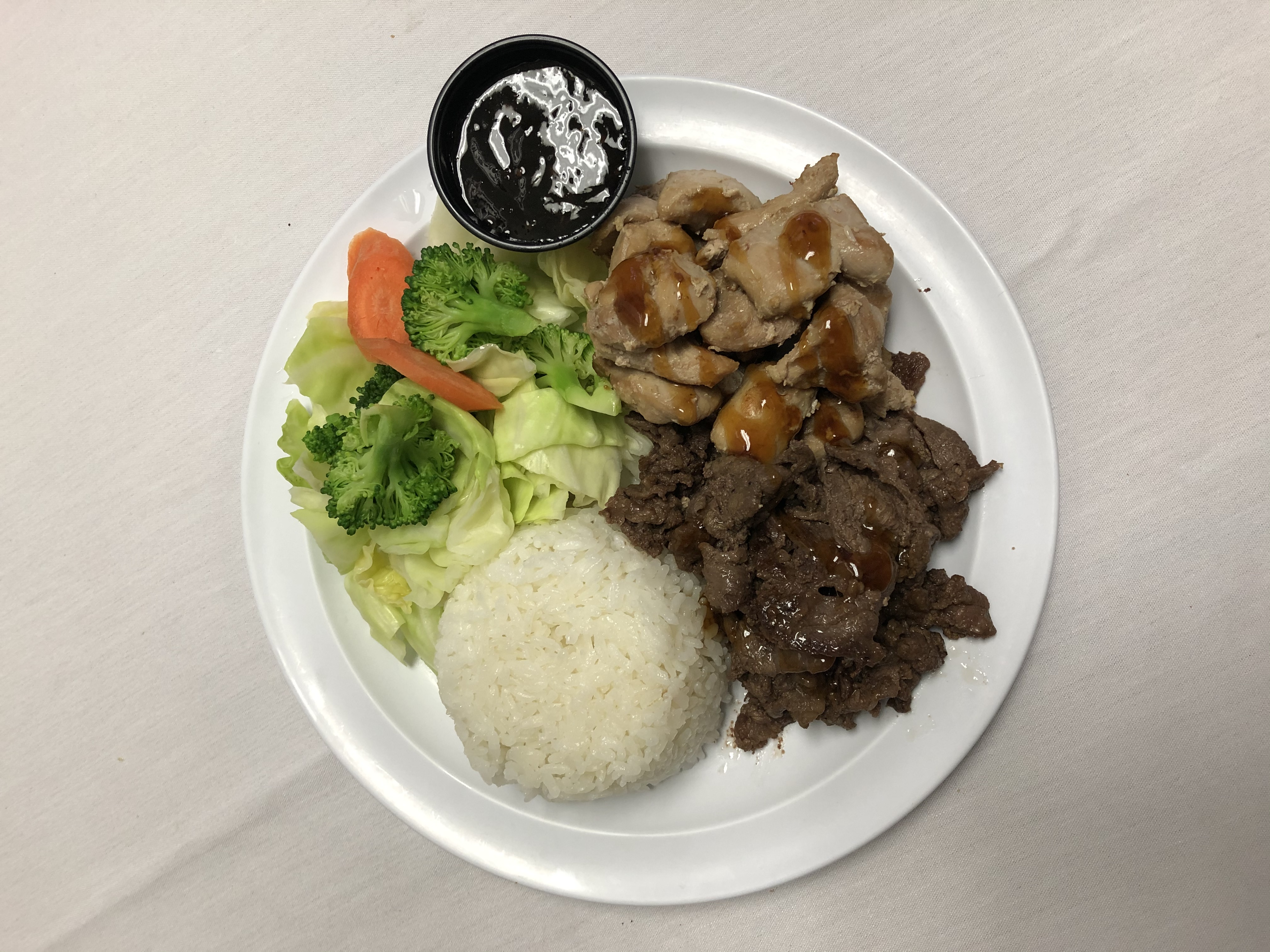 Order 49. Combo Beef & Chicken Teriyaki Plate food online from Garden Deli store, Garden Grove on bringmethat.com