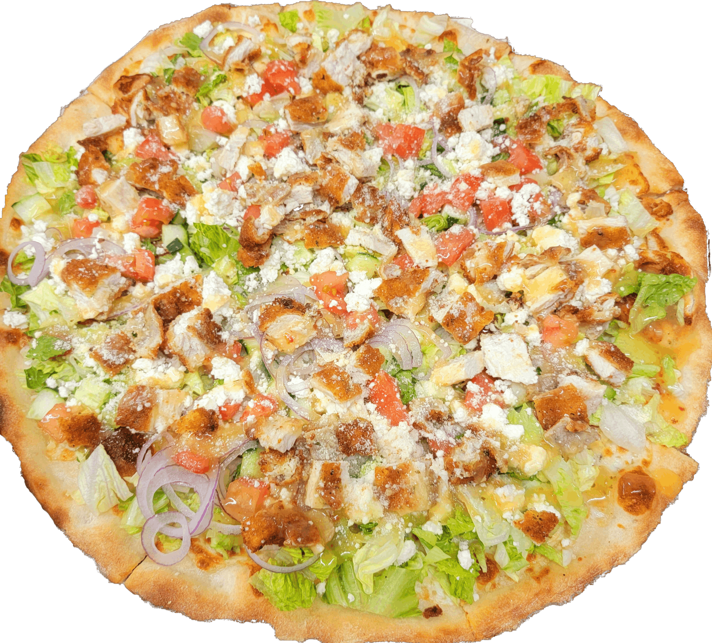 Order Greek Salad Pizza - Medium 16" food online from La Rocca Pizza Pasta store, Scranton on bringmethat.com