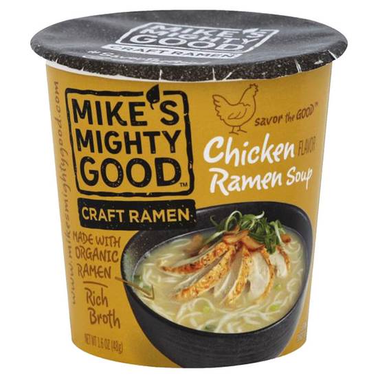 Order Mike's Mighty Good Chicken Craft Ramen Soup Cup 1.6oz food online from Everyday Needs by Gopuff store, Stamford on bringmethat.com