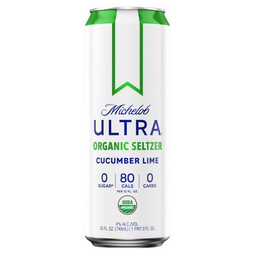 Order Michelob ULTRA Organic Seltzer Cucumber Lime - 25 oz Can/Single food online from Bottle Shop & Spirits store, Los Alamitos on bringmethat.com