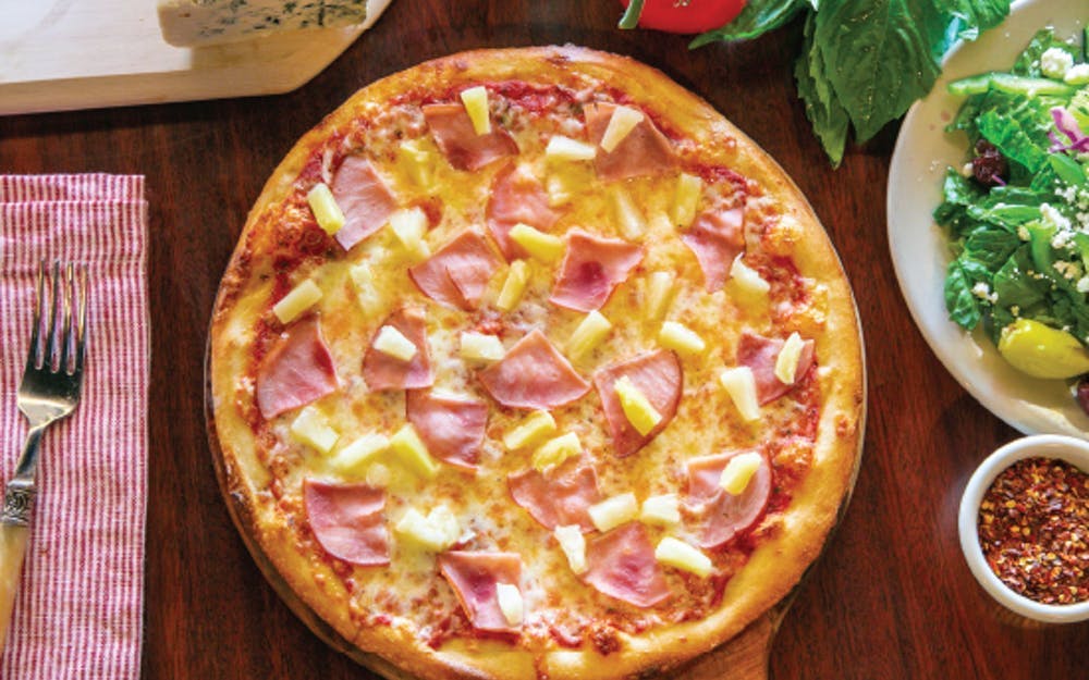 Order Hawaiian Pizza - Medium 12" food online from Russo's Coal-Fired Italian Kitchen store, Missouri on bringmethat.com