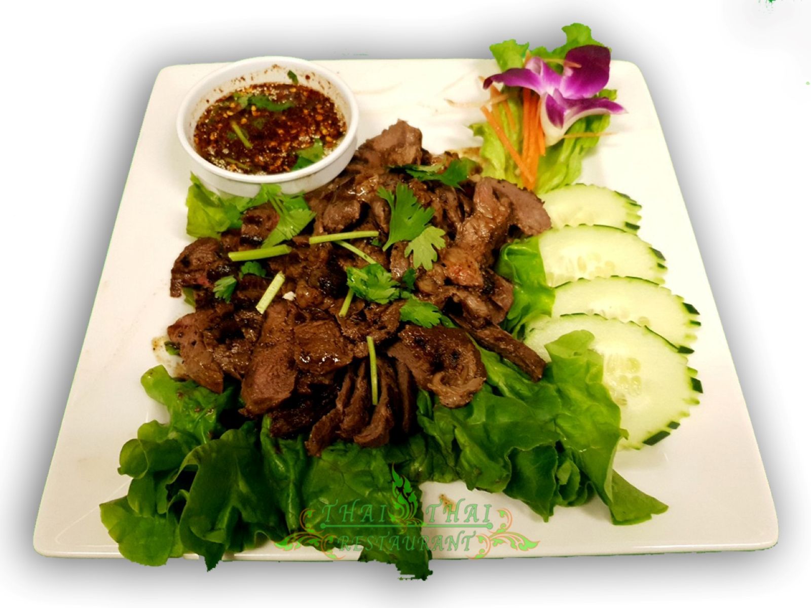 Order Sp12. Tiger Cry Steak food online from Thai Thai Restaurant store, Fallbrook on bringmethat.com