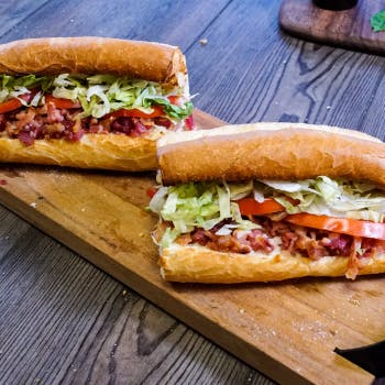 Order BLT Hoagie - Half 6.5" food online from Foxs Pizza Den store, Chicora on bringmethat.com