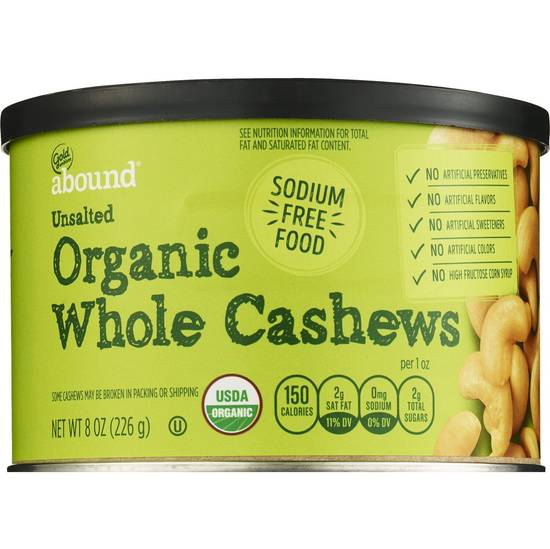 Order Gold Emblem Abound Unsalted Organic Whole Cashews, 8 OZ food online from CVS store, SAN ANTONIO on bringmethat.com