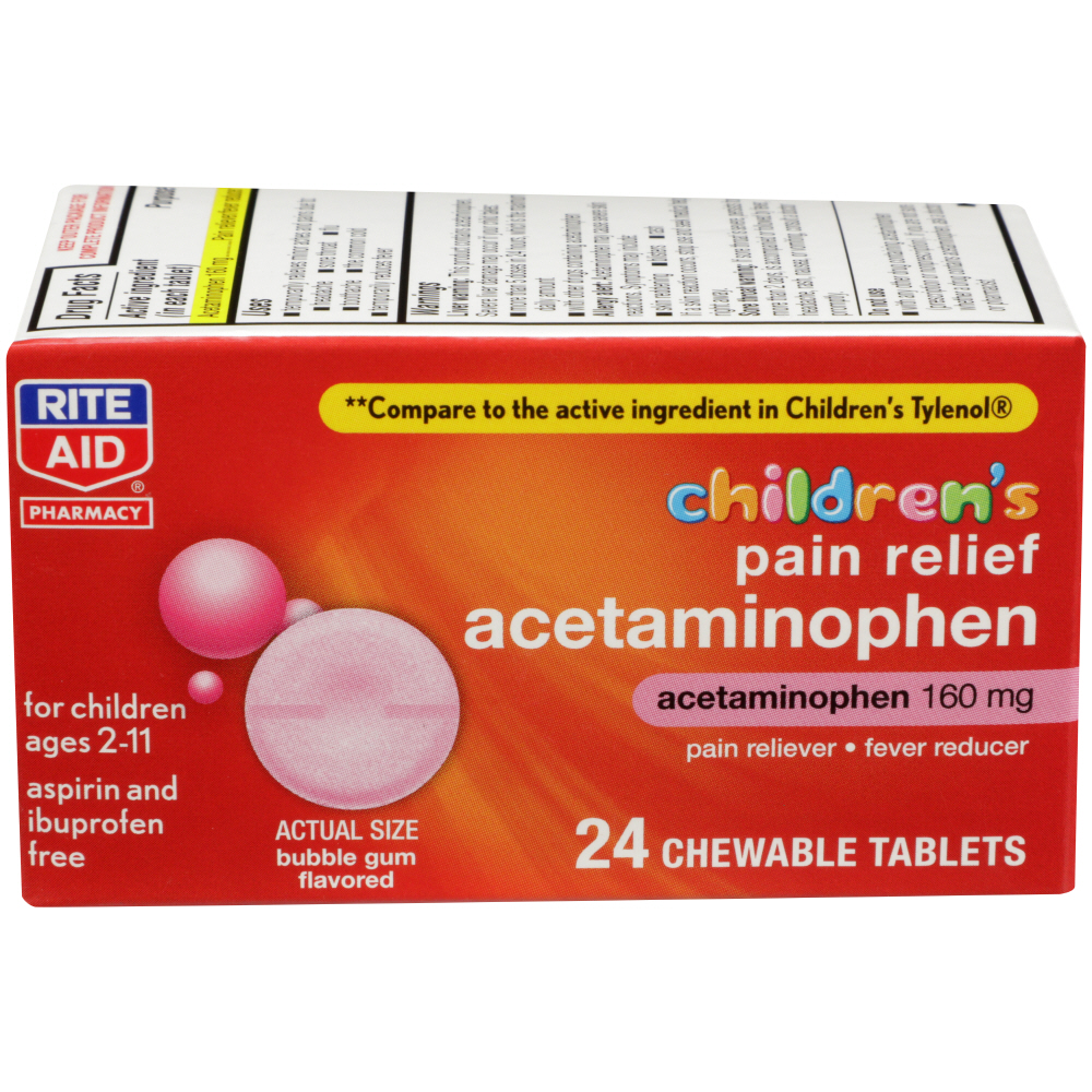 Order Rite Aid Children's Pain Relief Acetaminophen Chewable Tablets, Bubble Gum, 160mg - 24 ct food online from Rite Aid store, Aston on bringmethat.com