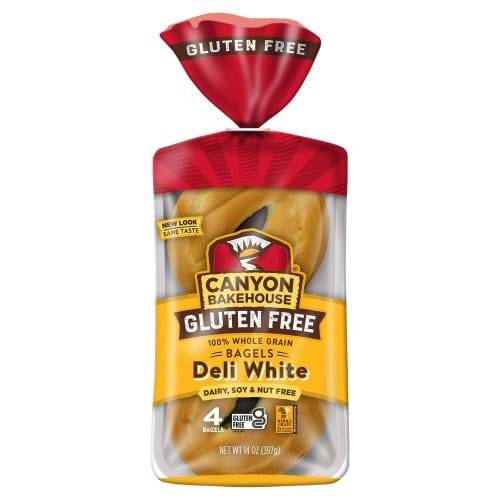Order Canyon Bakehouse · Gluten Free Deli White Bagels (14 oz) food online from United Supermarkets store, Plainview on bringmethat.com