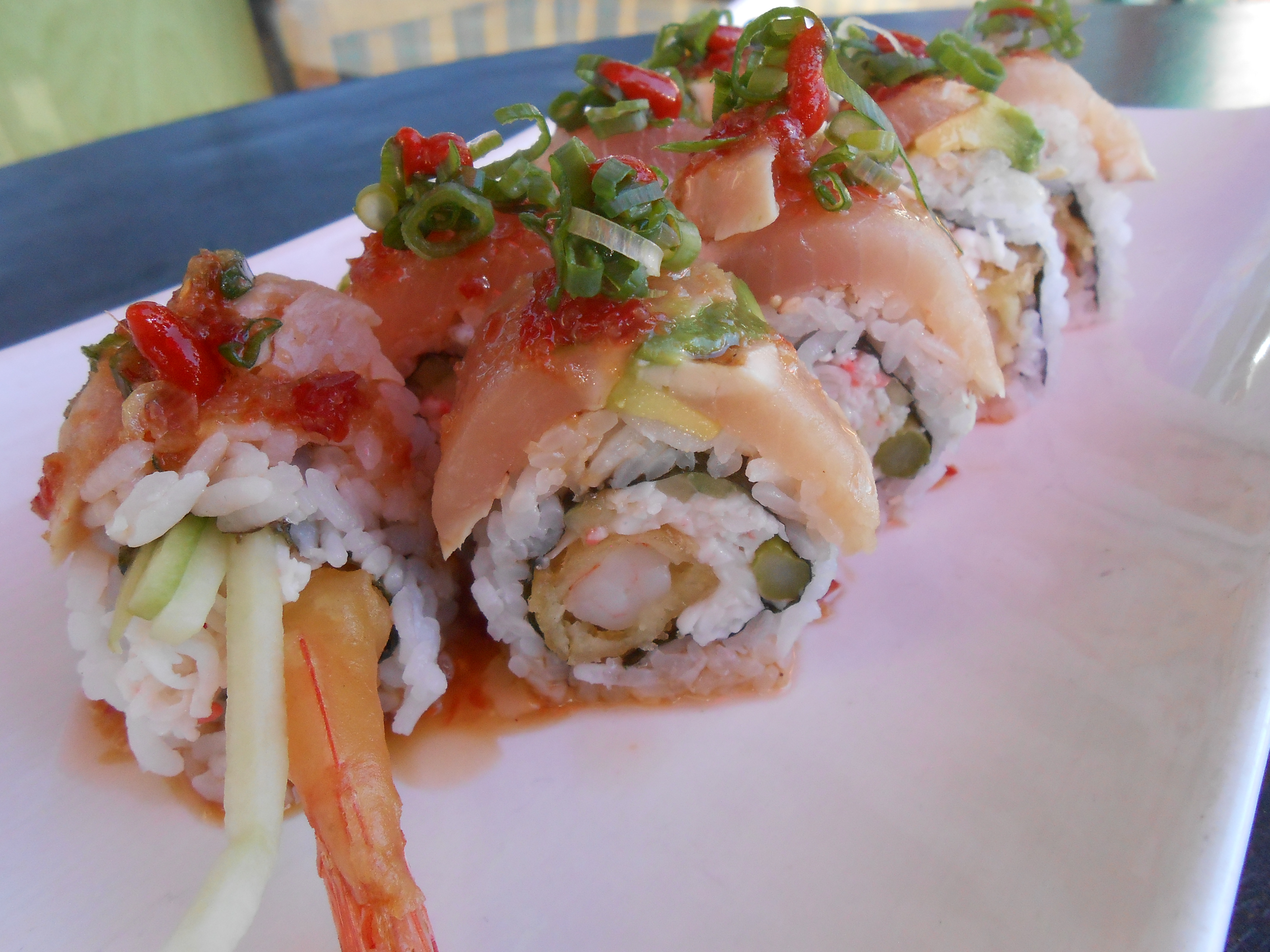 Order Yummy Albacore Sushi Roll food online from Gogo Japan store, Oceanside on bringmethat.com