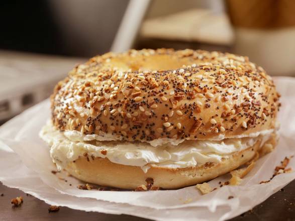 Order Bagel with Plain Cream Cheese food online from Natures Juice Bar & Cafe store, Raleigh on bringmethat.com