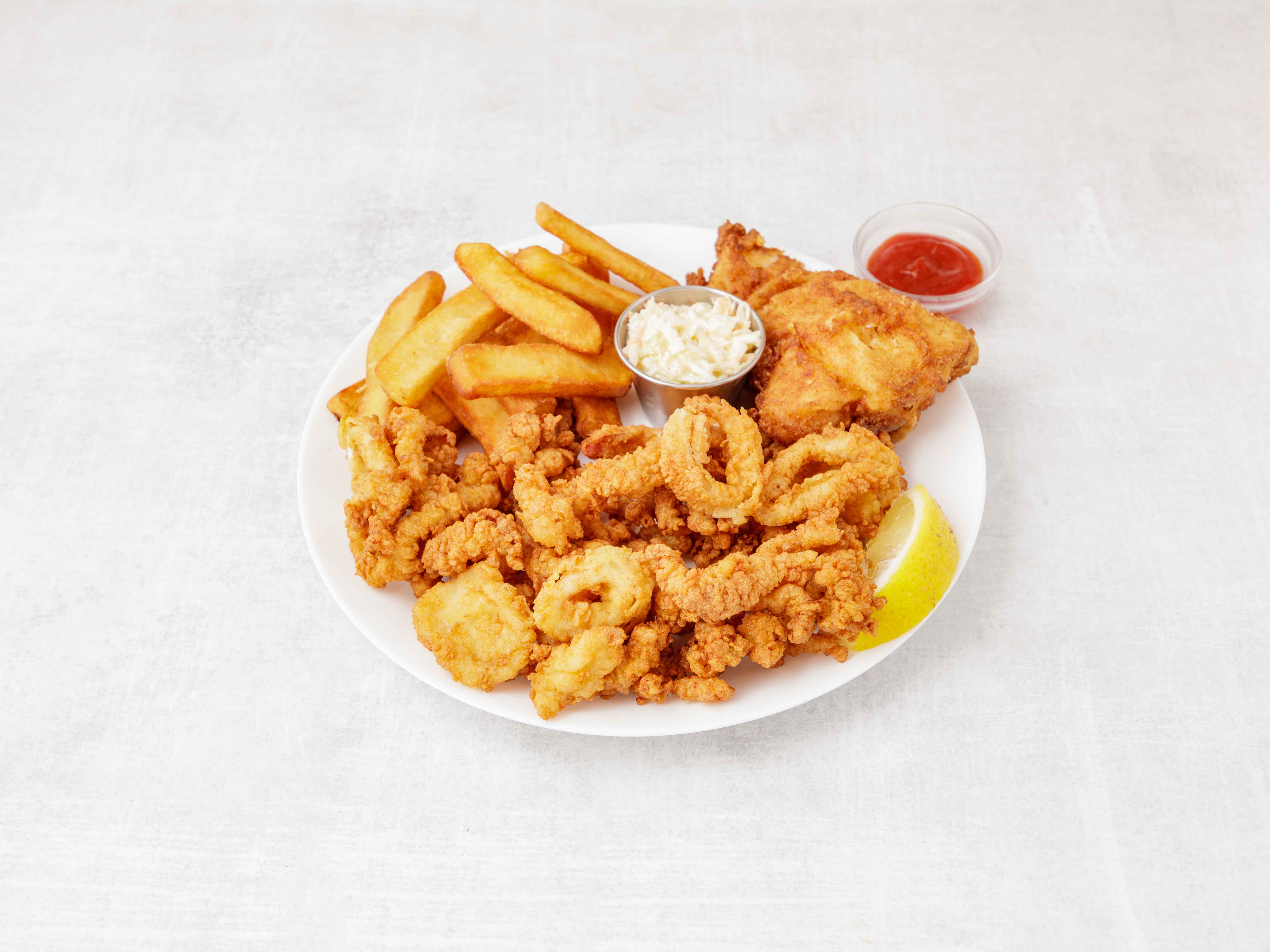 Order Fresh House Platter food online from East Main Fish & Chips store, Middletown on bringmethat.com