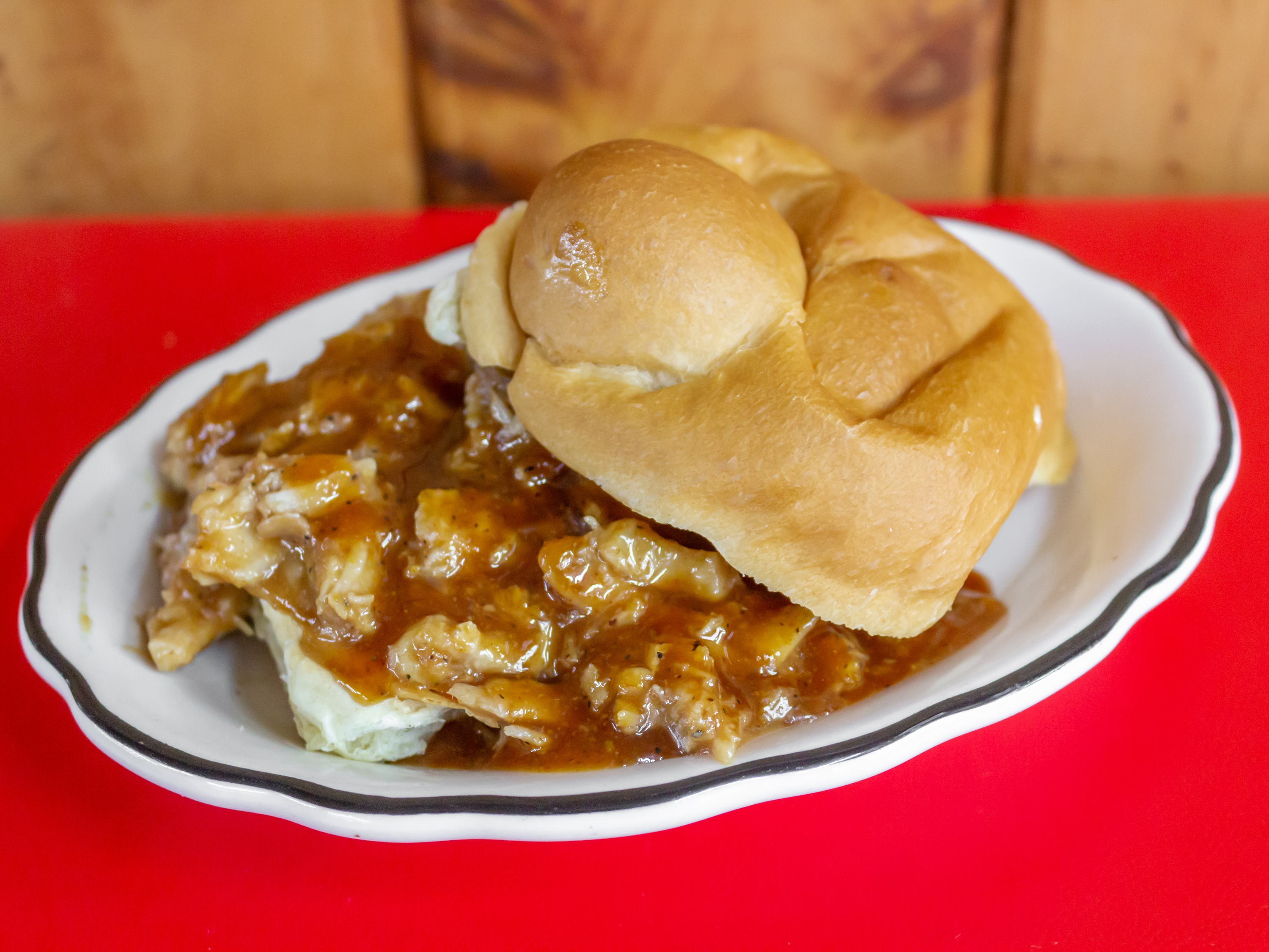 Order BBQ Pulled Pork sandwich  food online from Sullivan's Charbroil store, Spencerport on bringmethat.com