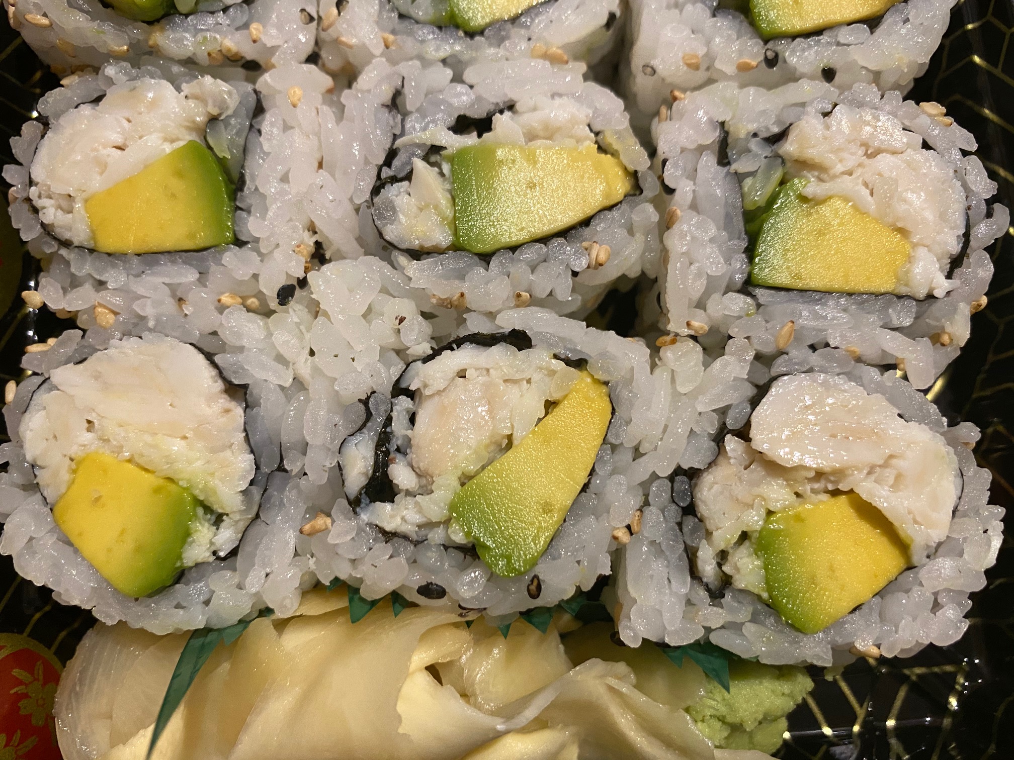 Order California Roll with Real Crabmeat (6pcs) food online from Rainbow Sushi store, Germantown on bringmethat.com