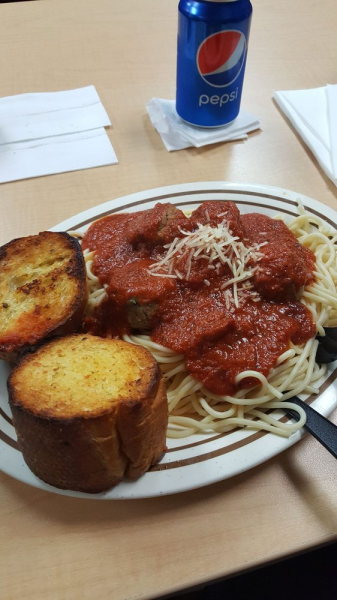 Order Spaghetti with Beef Meatballs  food online from The Hideout Pizza & Grill store, Anaheim on bringmethat.com