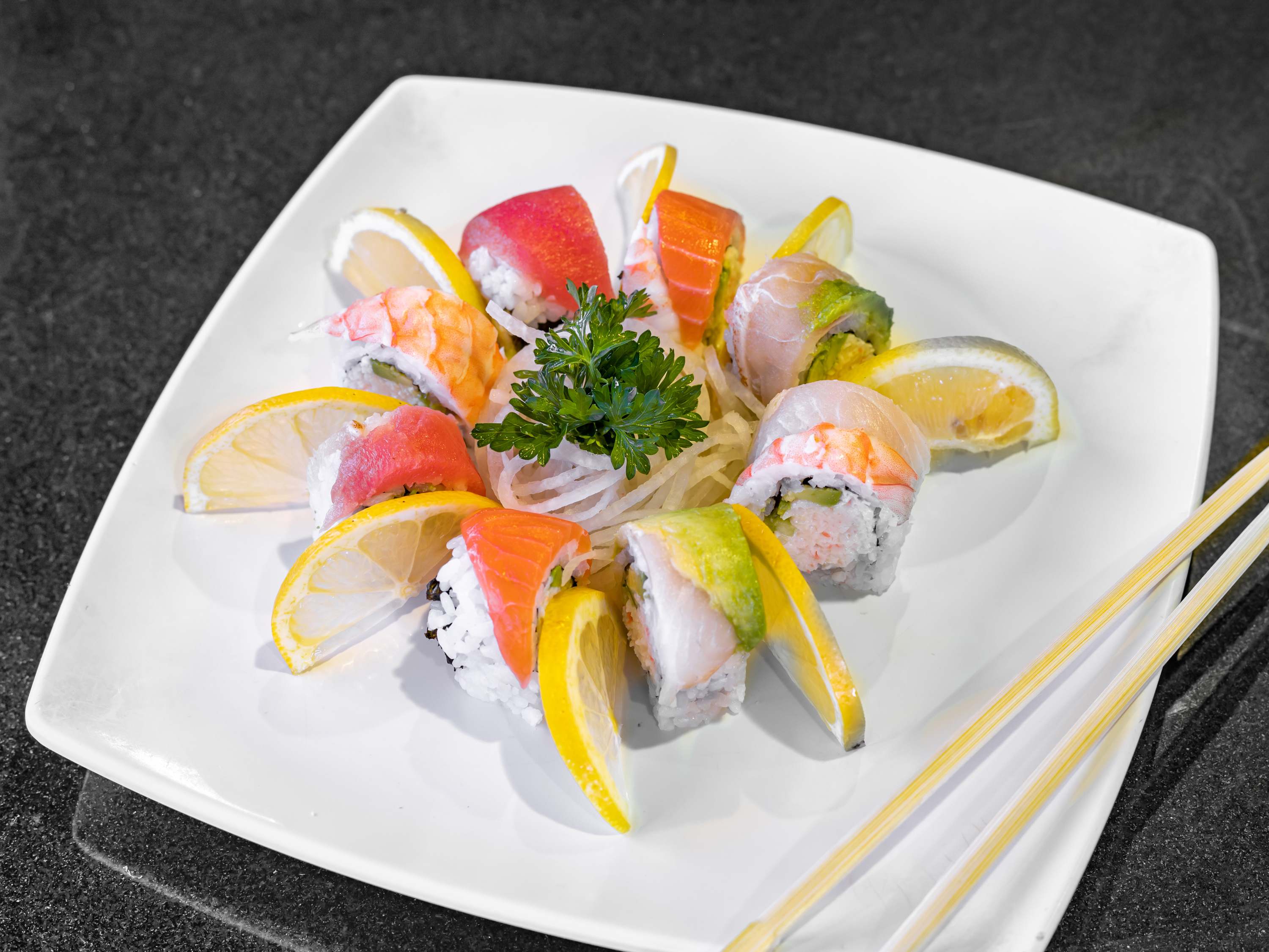 Order 6. Rainbow Roll food online from Love Oasis store, Hesperia on bringmethat.com