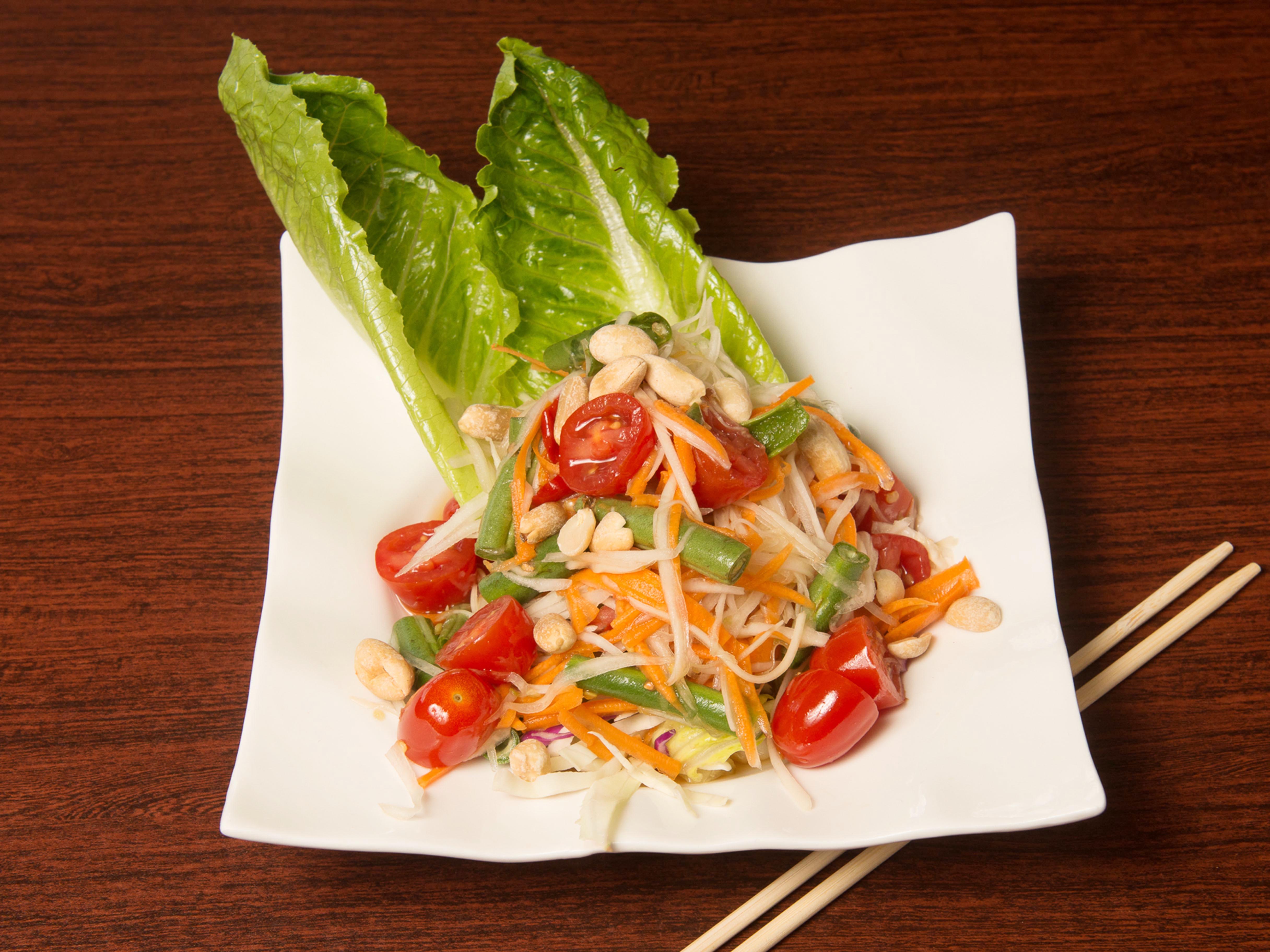 Order (GF) Papaya Salad food online from Bhan Thai store, Colorado Springs on bringmethat.com