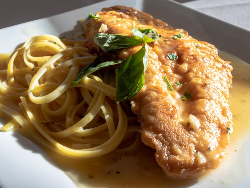 Order Chicken Francese - Entree food online from Tuscan Pizza store, Sicklerville on bringmethat.com