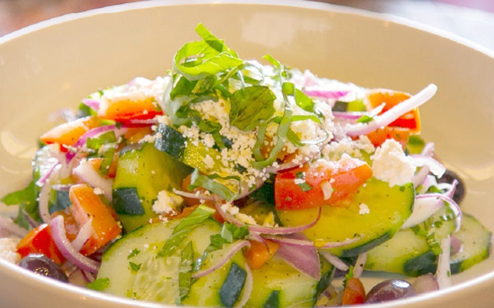 Order Cucumber & Feta Salad - Side food online from Russo's Coal-Fired Italian Kitchen store, Missouri on bringmethat.com
