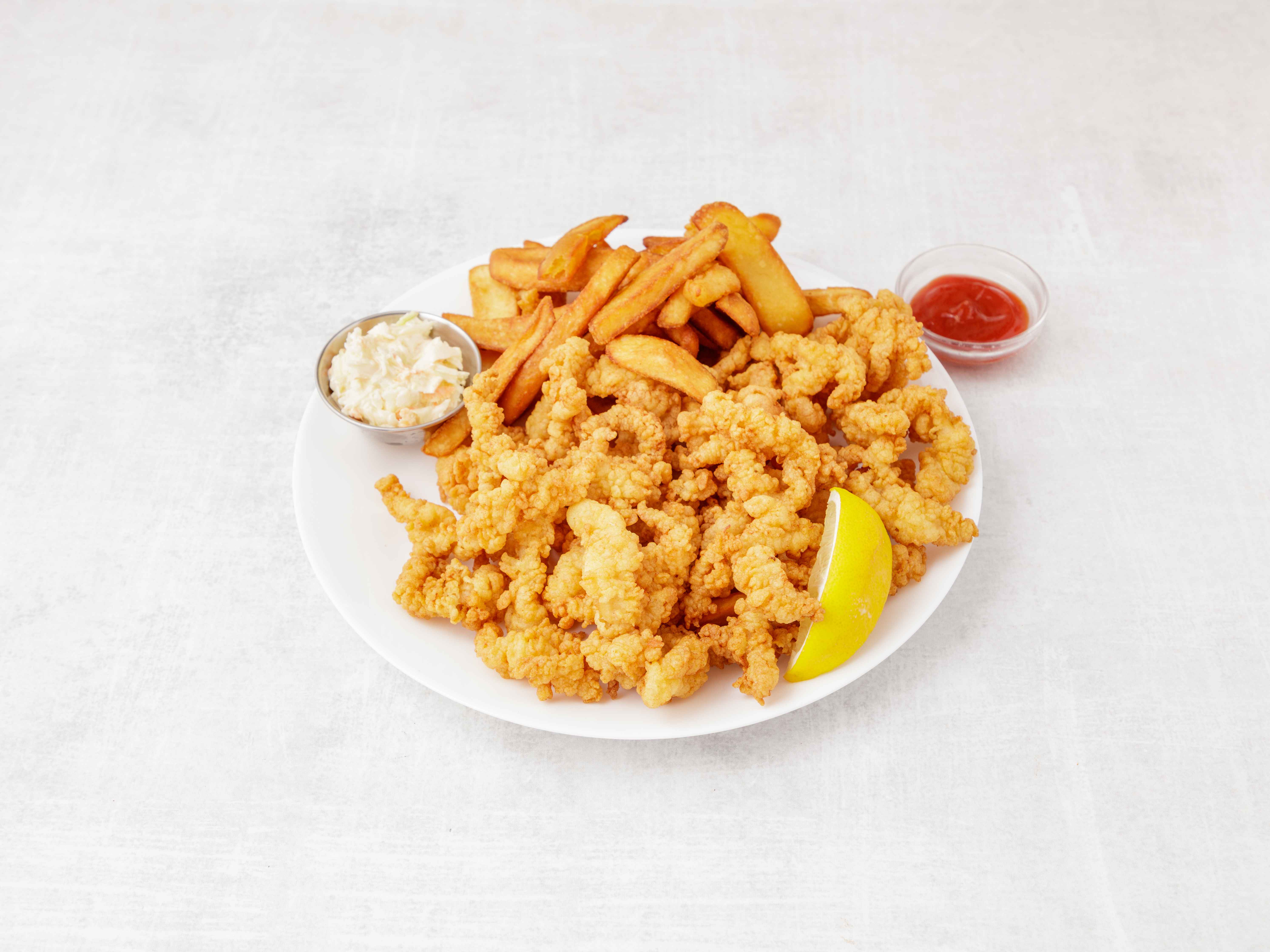 Order Fresh Fried Clam Strips and Chips food online from East Main Fish & Chips store, Middletown on bringmethat.com
