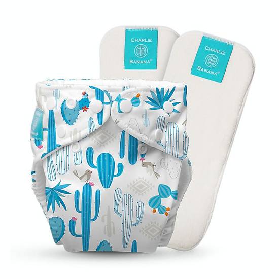 Order Charlie Banana One Size Reusable Cloth Diaper with 2 Inserts in Cactus Azul food online from Buybuy Baby store, Mason on bringmethat.com