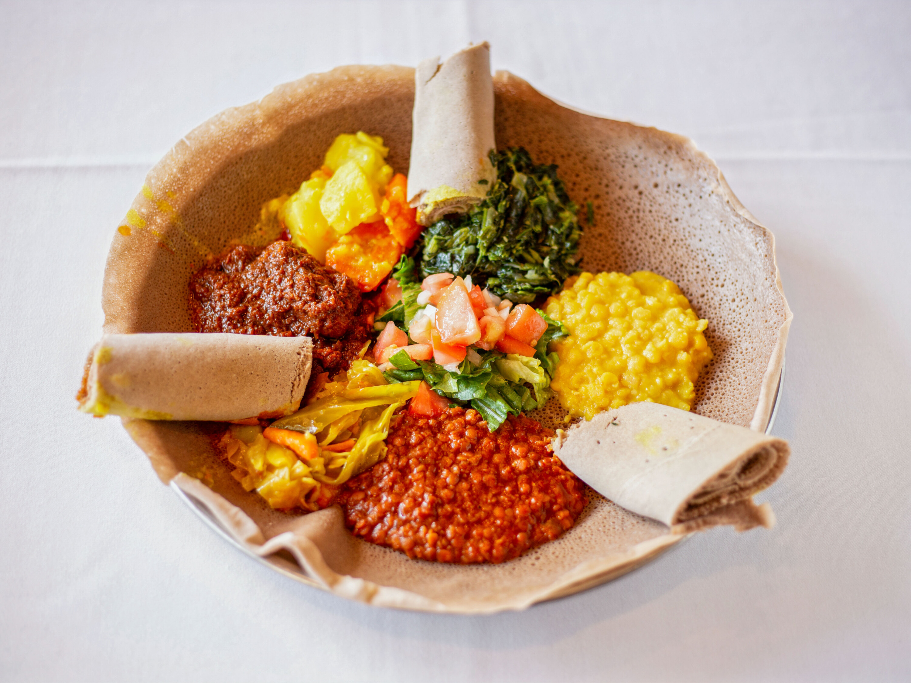 Order E3. Vegetarian Sampler for 1 Person food online from Ethiopian Diamond Restaurant store, Chicago on bringmethat.com
