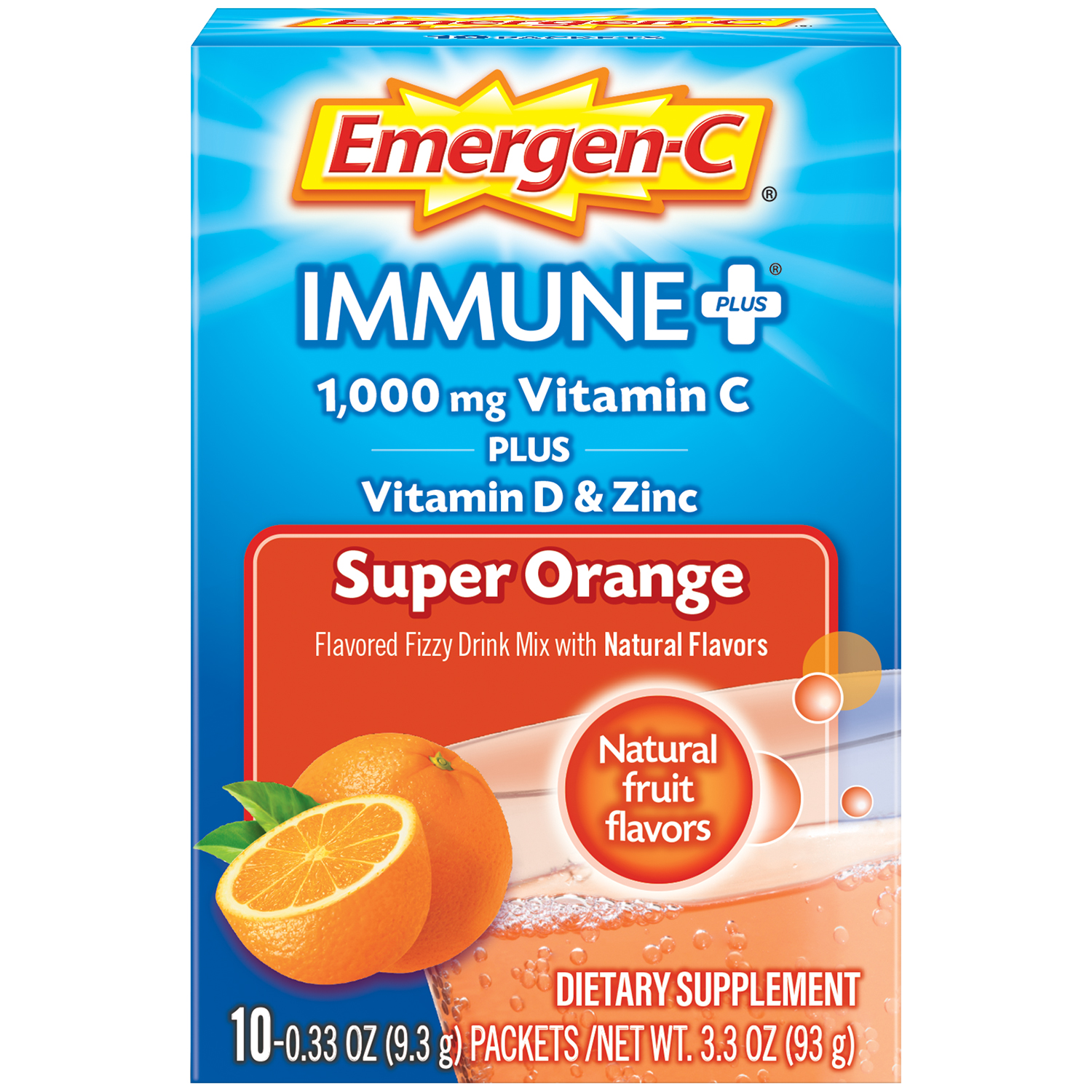 Order Emergen-C Immune+ Fizzy Drink Mix - Super Orange, 1000mg, 10 ct food online from Rite Aid store, REEDLEY on bringmethat.com