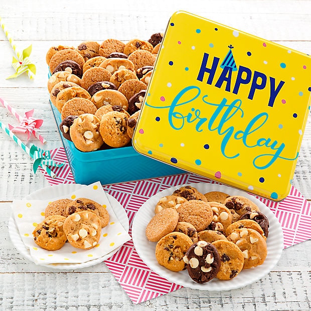 Order 12 Cookie Happy Birthday Tin food online from Mrs. Fields store, Peoria on bringmethat.com
