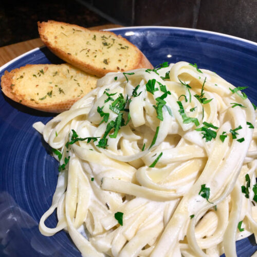 Order Fettuccine Alfredo with Salad food online from Pizza206 store, Tabernacle on bringmethat.com