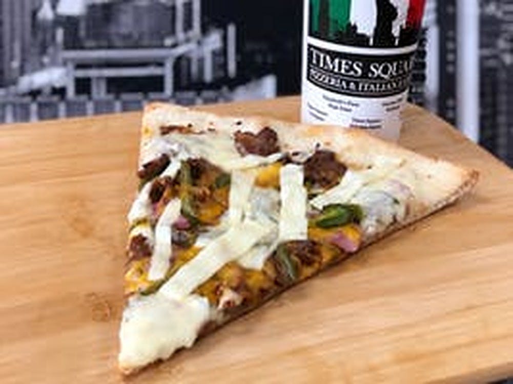 Order Philly Cheesesteak Pizza - Medium 14'' food online from Times Square Pizza store, Asheboro on bringmethat.com