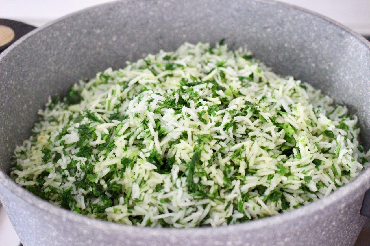 Order Sabzi Polo (herb rice) food online from Pars Persian Cuisine store, Scottsdale on bringmethat.com