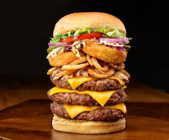 Order The Triple Stack Burger food online from Smokey Bones store, Colonie on bringmethat.com