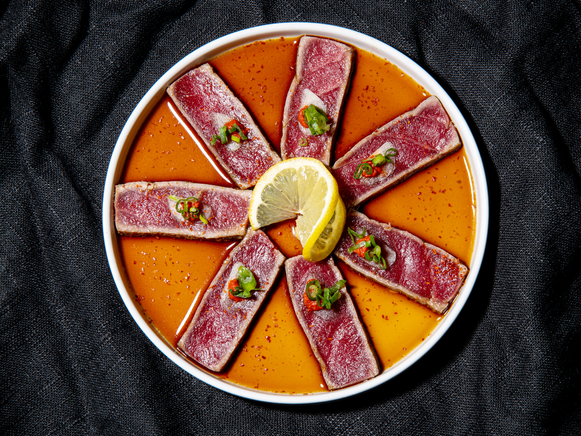 Order Bincho Seared Bluefin Tuna  food online from Katsuya - L.A. Live store, Los Angeles on bringmethat.com