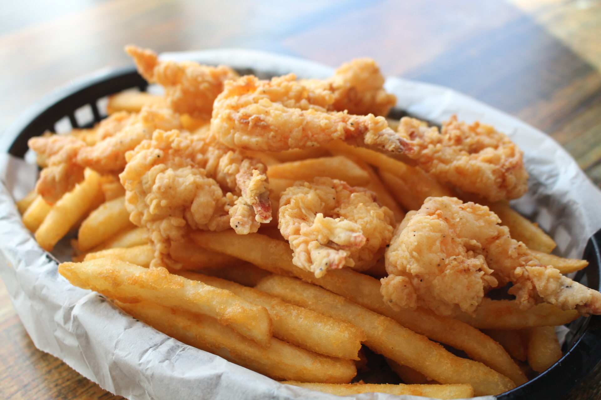 Order F1. Fried Shrimp Basket (10) food online from Red Crab store, Winston-Salem on bringmethat.com
