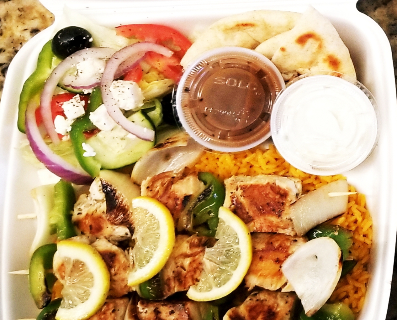 Order Chicken Kebab, Seasoned Fries And Greek Salad food online from The Greek Express store, West Chester on bringmethat.com